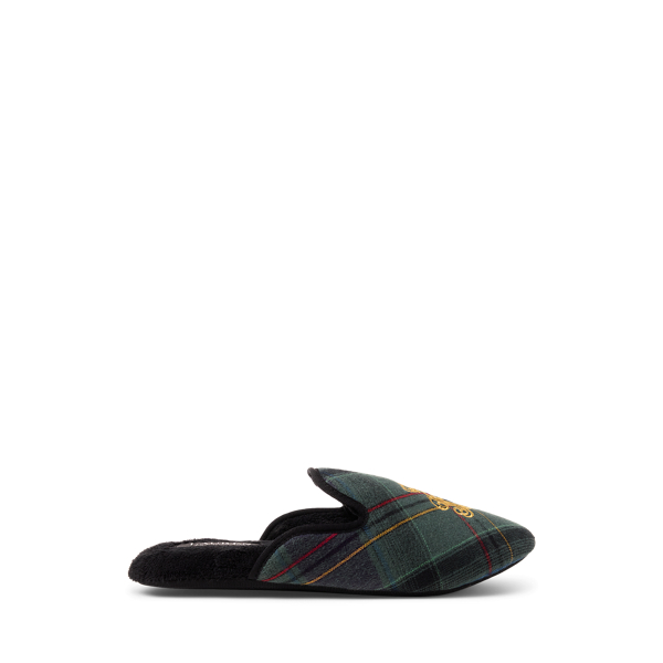 Plaid Logo Brushed Twill Slippers for Women Ralph Lauren UK