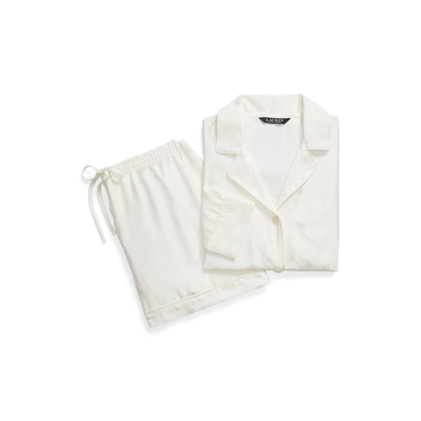 Pyjama boxer logo jacquard satin de soie Lauren en 1