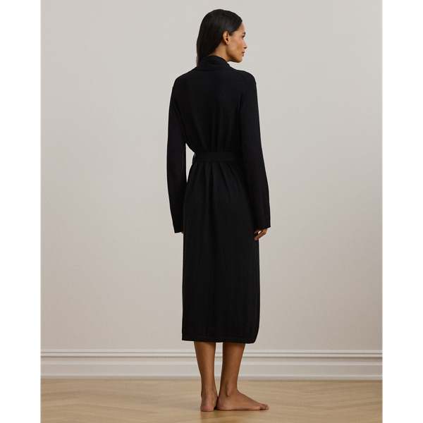 Baumwoll-Kaschmir-Bademantel mit G&uuml;rtel Lauren in Schwarz 5