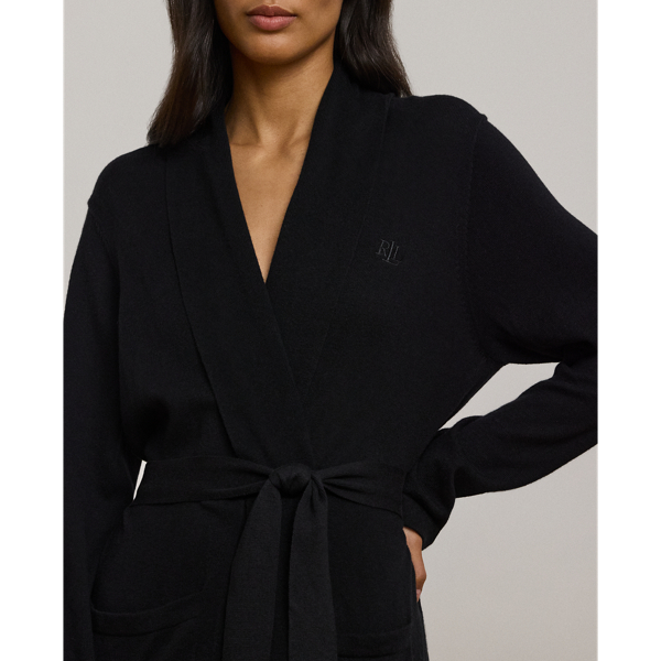 Baumwoll-Kaschmir-Bademantel mit G&uuml;rtel Lauren in Schwarz 6