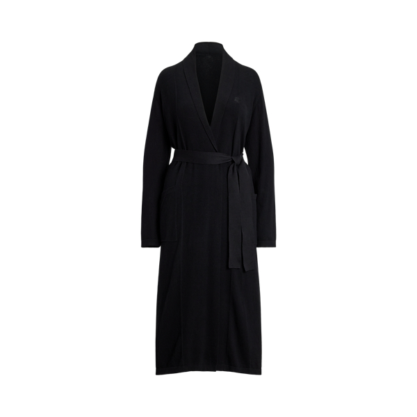 Baumwoll-Kaschmir-Bademantel mit G&uuml;rtel Lauren in Schwarz 2