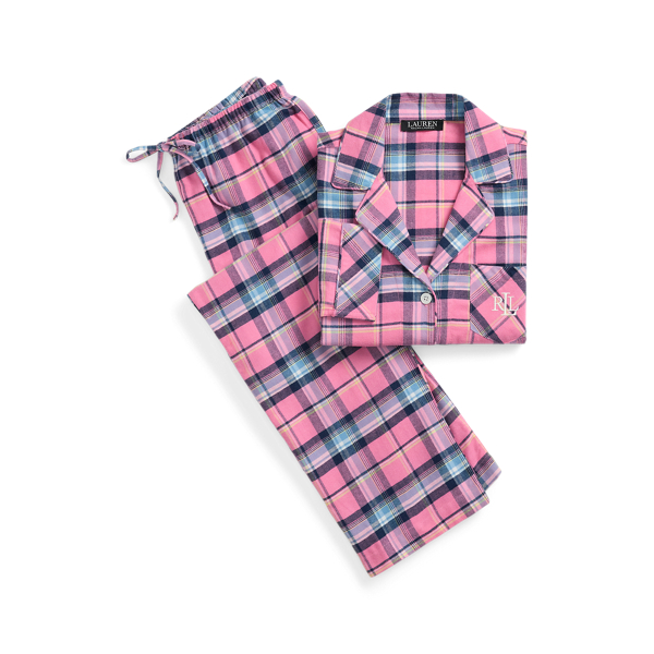 Plaid Cotton-Blend Twill Sleep Set Lauren 1