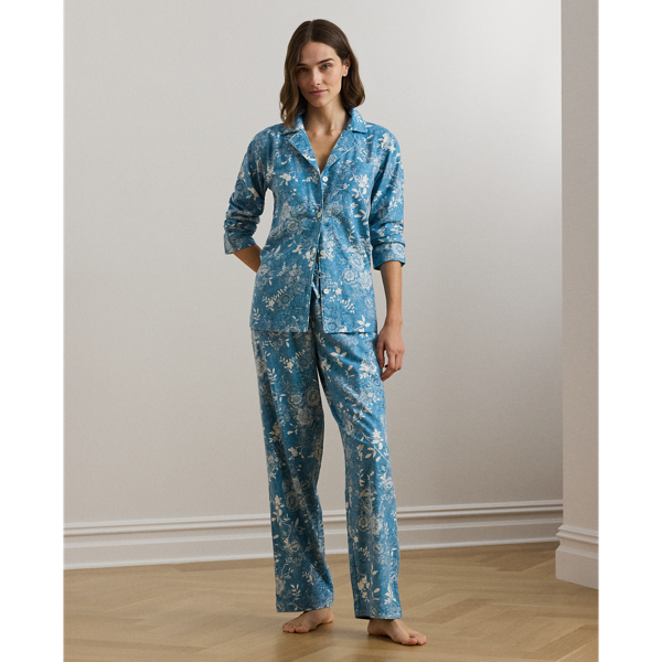 Blue Floral Geblümter Twill-Pyjama mit Baumwolle Lauren 1