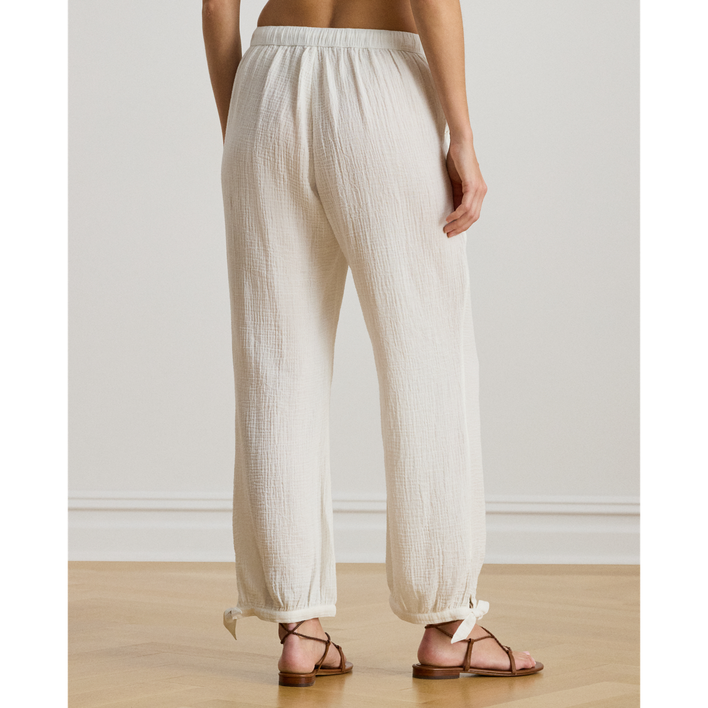 Женские брюки Ralph Lauren Cotton Gauze Drawcord Pant Cover-Up, цвет: Белый — фото 2