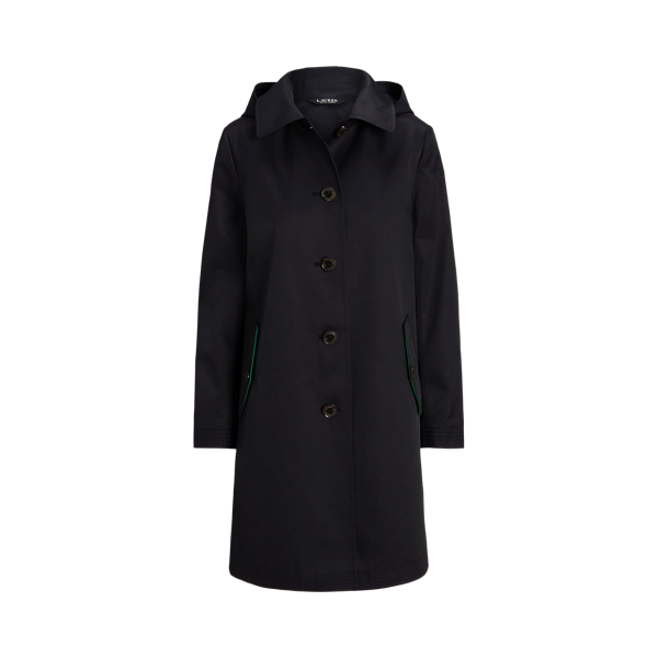 Hooded Cotton Blend Balmacaan Coat for Women Ralph Lauren UK