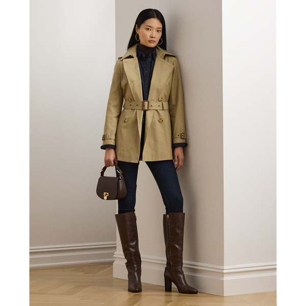 Zweireihiger Trenchcoat mit Baumwolle Lauren in Birkenbraun 4