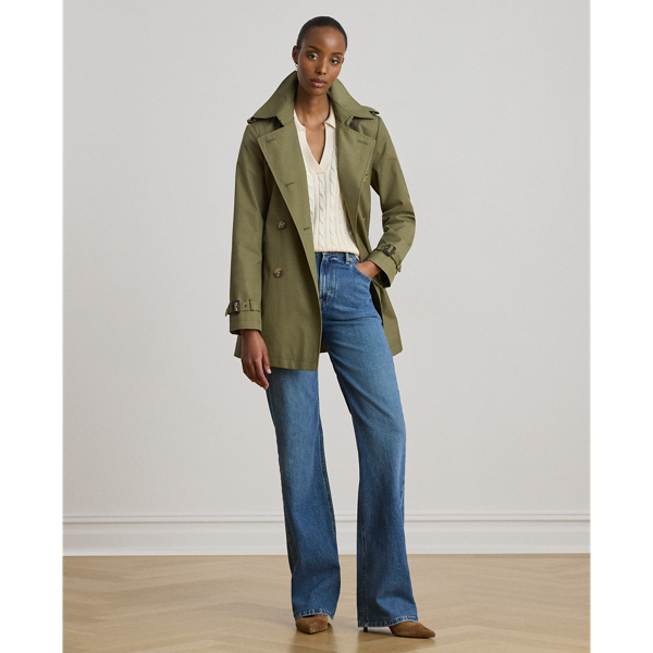 Light Agave Double-Breasted Cotton-Blend Trench Coat Lauren 4