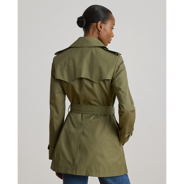 Light Agave Double-Breasted Cotton-Blend Trench Coat Lauren 5