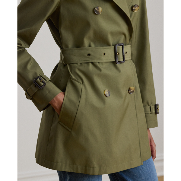 Light Agave Double-Breasted Cotton-Blend Trench Coat Lauren 7