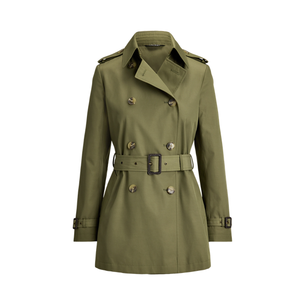 Light Agave Double-Breasted Cotton-Blend Trench Coat Lauren 2