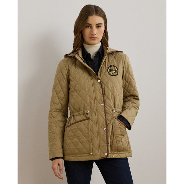 Crest Patch Quilted Hooded Jacket