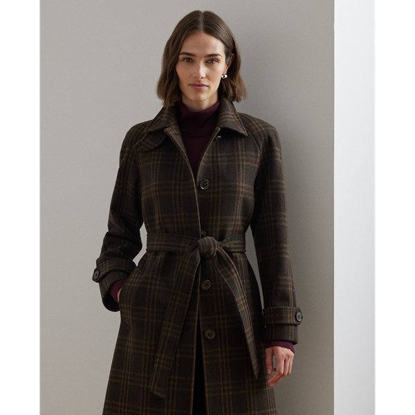 Belted plaid coat best sale