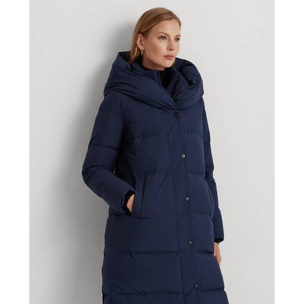 Navy Oversize-Collar Quilted Down Coat Lauren 4