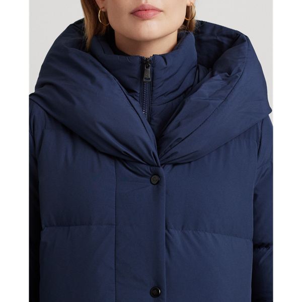 Navy Oversize-Collar Quilted Down Coat Lauren 6