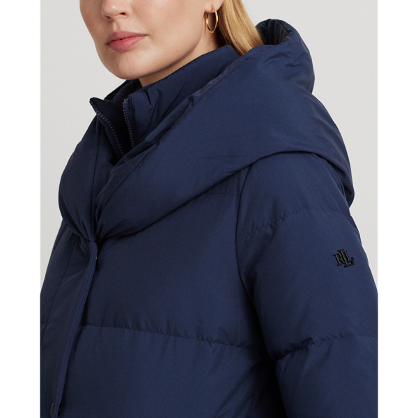 Navy Oversize-Collar Quilted Down Coat Lauren 8