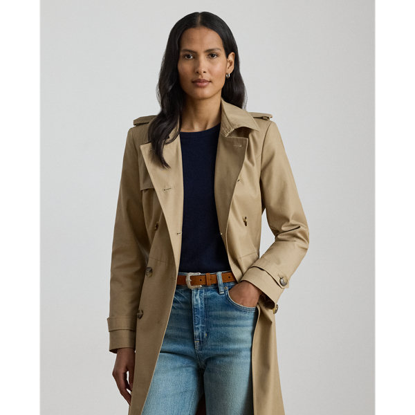Double-Breasted Cotton-Blend Trench Coat