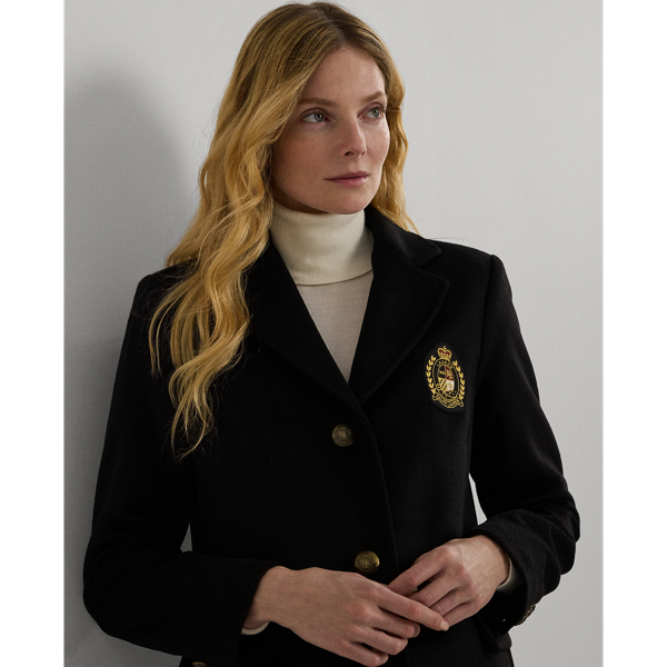 Black Crest-Patch Wool-Blend Coat Lauren for fall 6
