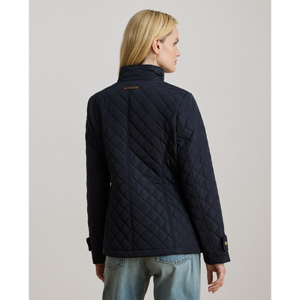 Dark Navy Diamond-Quilted Mockneck Jacket Lauren 5