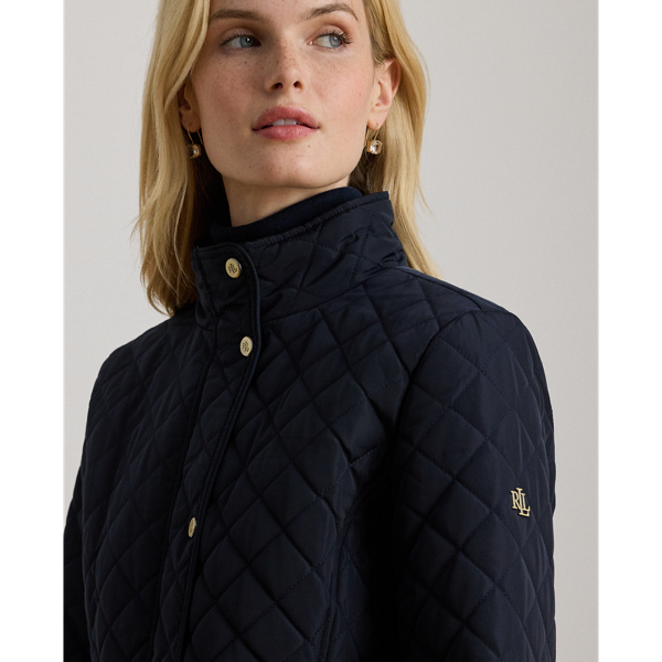 Dark Navy Diamond-Quilted Mockneck Jacket Lauren 6