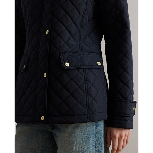 Dark Navy Diamond-Quilted Mockneck Jacket Lauren 7