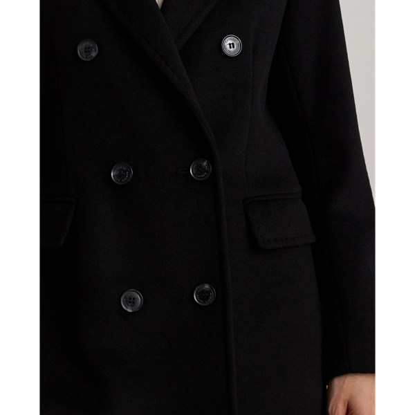 Black Double-Breasted Wool-Blend Coat Lauren 6