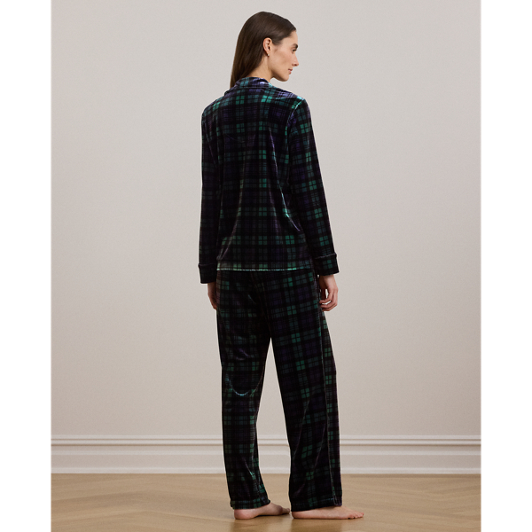 Navy Plaid Black Watch Plaid Velvet Sleep Set Lauren 5