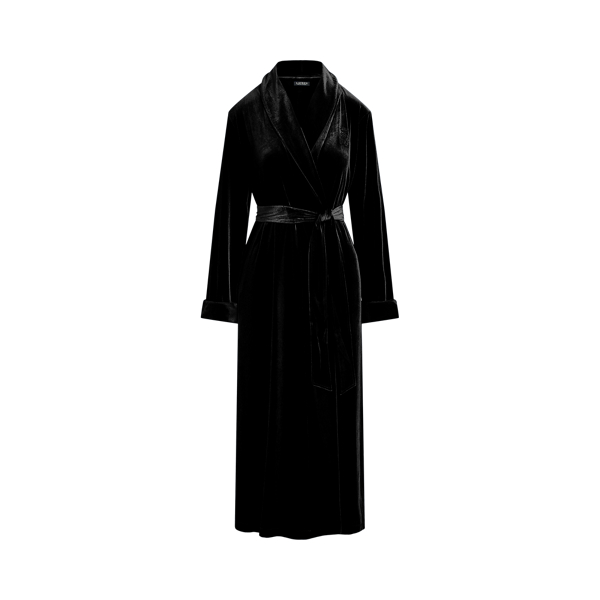 Black Velvet Long Shawl-Collar Robe Lauren 2