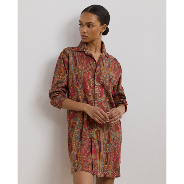 Red Paisley Paisley Sateen Sleep Shirt Lauren 4