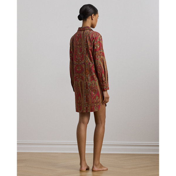 Red Paisley Paisley Sateen Sleep Shirt Lauren 5