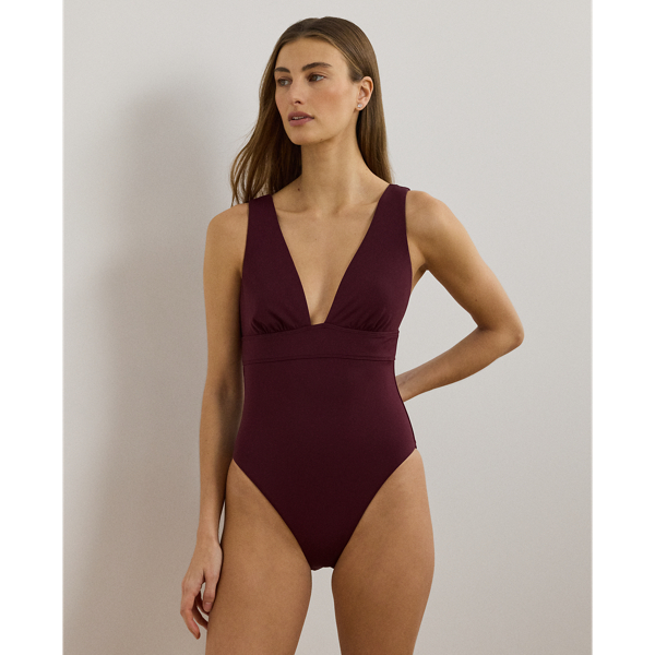 Maillot une pièce à bande et col en V