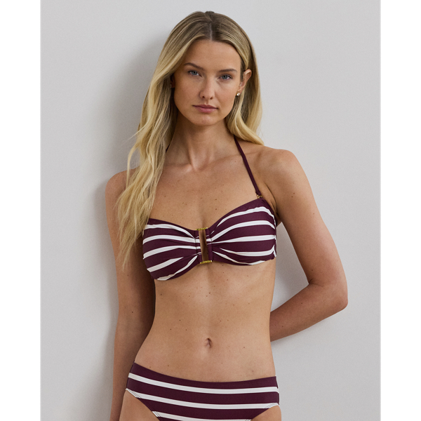 Lago Stripe Striped Ring-Front Bandeau Bikini Top Lauren 1