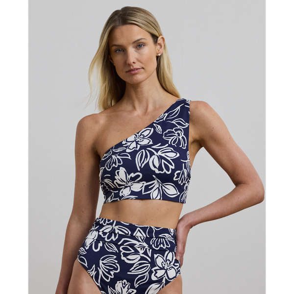 Allora Floral Haut bikini asymétrique fleuri bicolore Lauren 1
