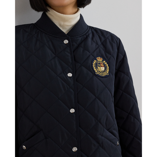 Crest-Patch Quilted Bomber Jacket