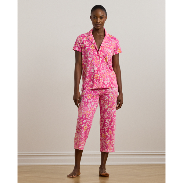Dark Print Pyjama court en jersey fleuri Lauren 1