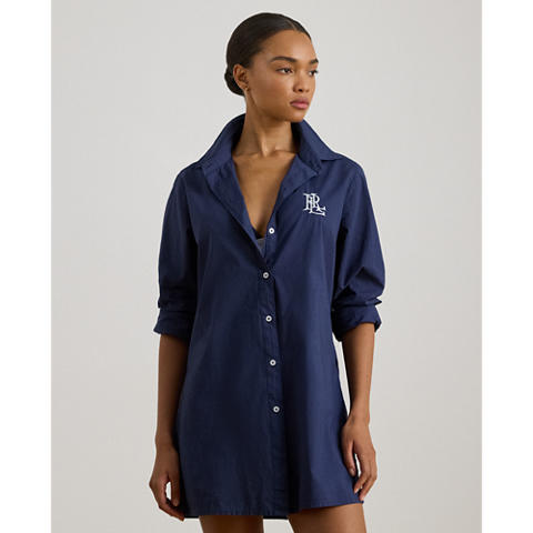Женская рубашка Ralph Lauren Organic Cotton Shirt Cover-Up, цвет: Тёмный тёмно-синий