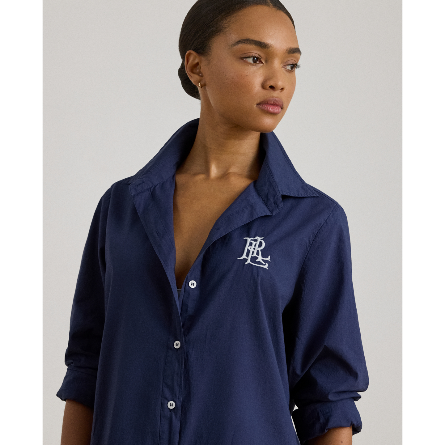 Женская рубашка Ralph Lauren Organic Cotton Shirt Cover-Up, цвет: Тёмный тёмно-синий — фото 2