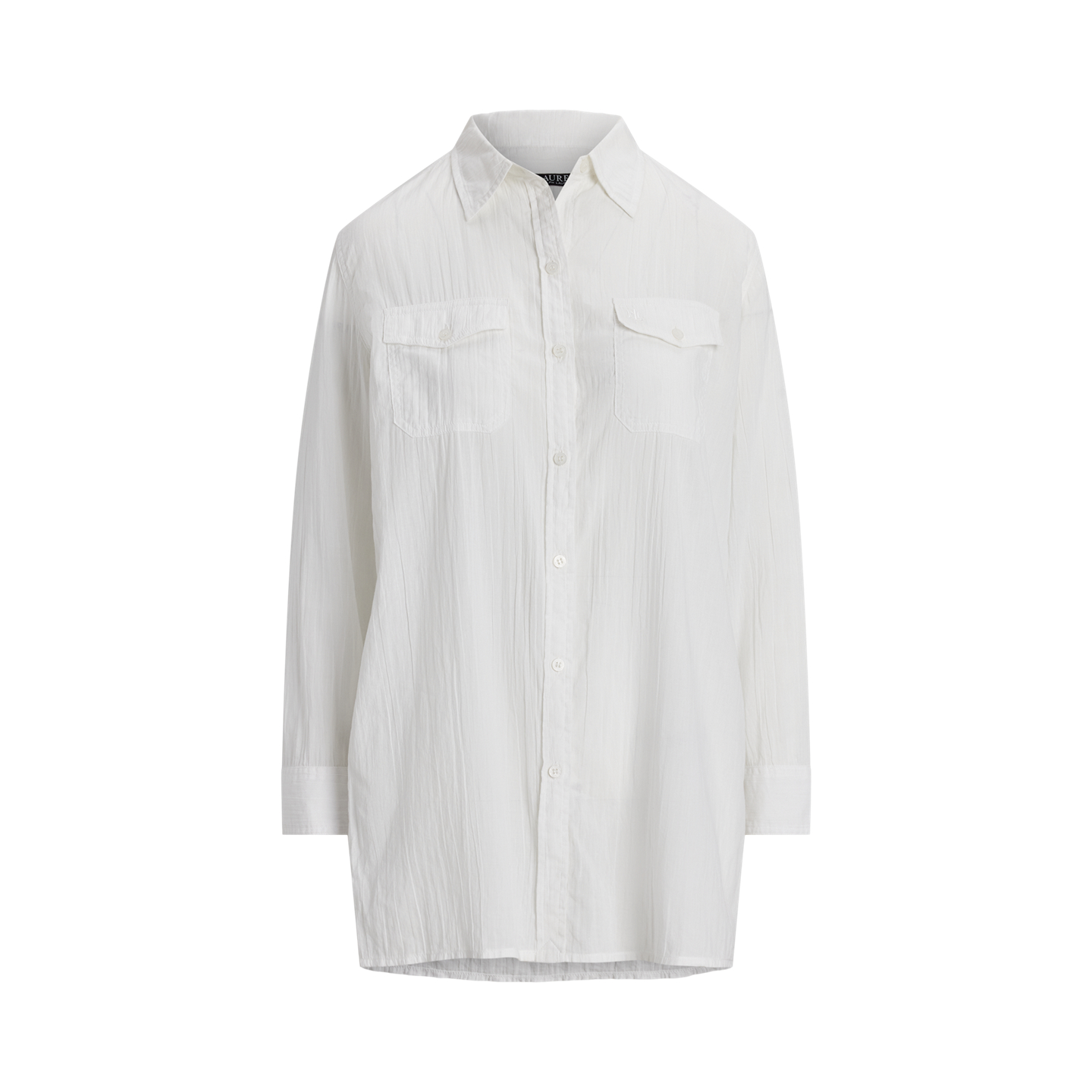 Женская рубашка Ralph Lauren Crushed Cotton Camp Shirt Cover-Up, цвет: Белый — фото 5