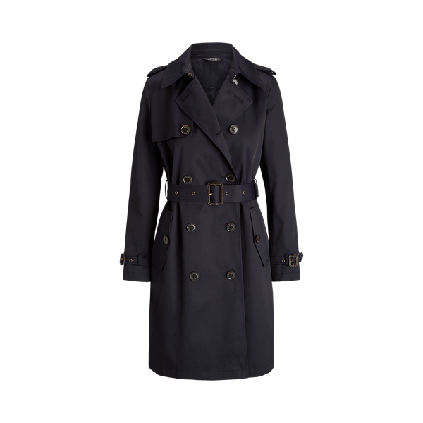 Trench-coat crois&eacute; en coton m&eacute;lang&eacute;