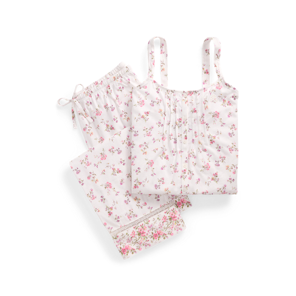 Floral Lace-Trim Jersey Ankle Pajama Set Lauren 1