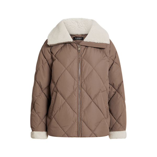 Faux Fur Trim Quilted Down Coat