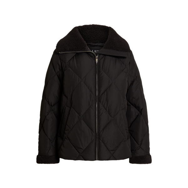 Faux Fur Trim Quilted Down Coat
