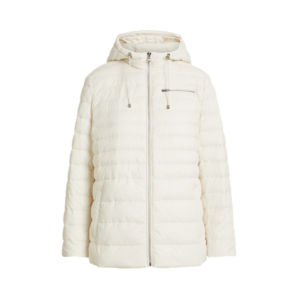 Hooded Channel Quilted Down Coat
