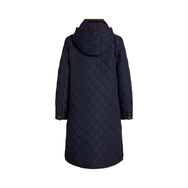 Corduroy Trim Diamond Quilted Coat