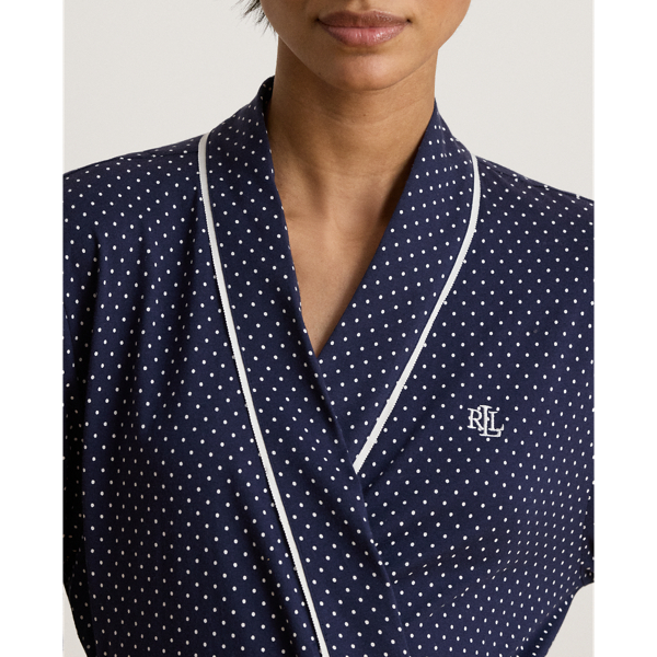 Peignoir en jersey de coton &agrave; pois
