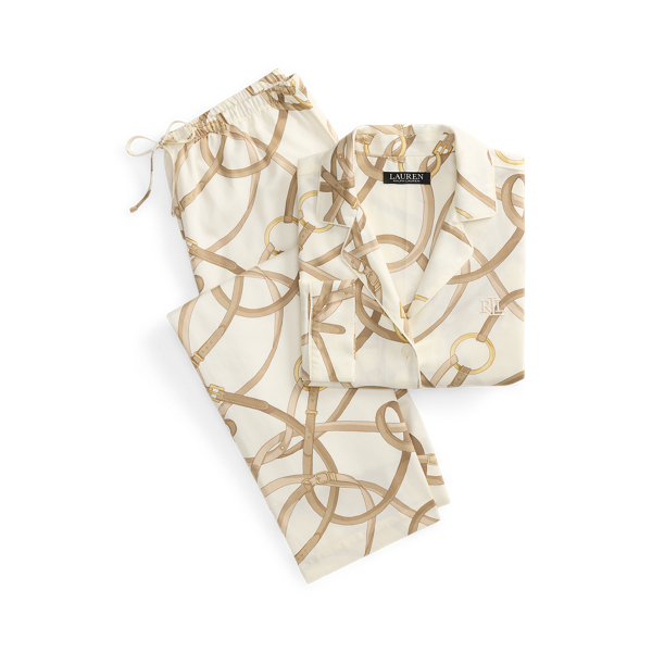 Belting-Print Sateen Sleep Set
