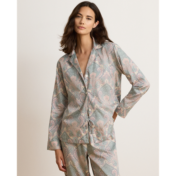 Pyjama satinette coton motif cachemire