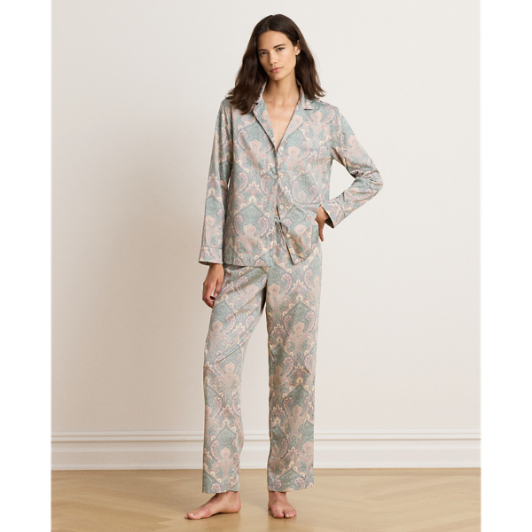 Pyjama satinette coton motif cachemire