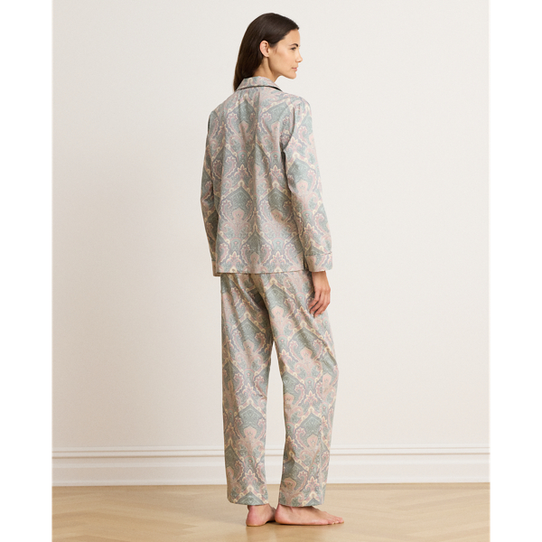 Pyjama satinette coton motif cachemire
