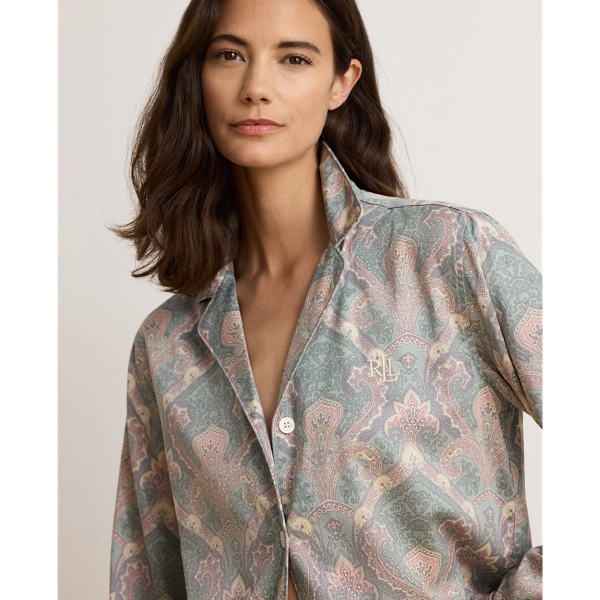Pyjama satinette coton motif cachemire