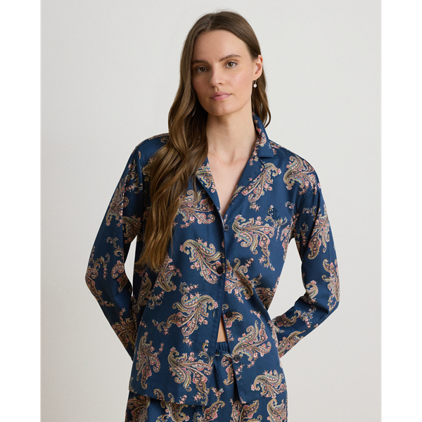 Pyjama en satinette fleurs et cachemire